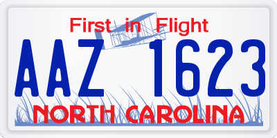NC license plate AAZ1623