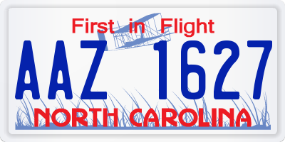 NC license plate AAZ1627