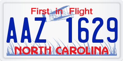 NC license plate AAZ1629