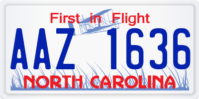 NC license plate AAZ1636
