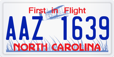 NC license plate AAZ1639