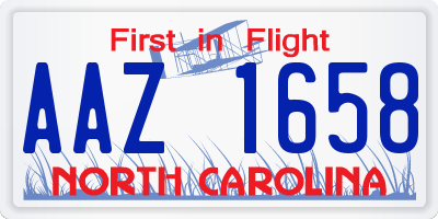 NC license plate AAZ1658