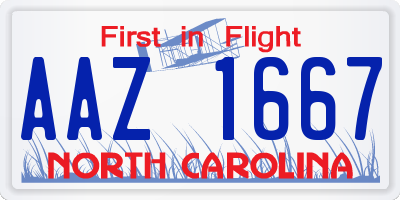 NC license plate AAZ1667