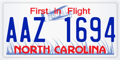 NC license plate AAZ1694