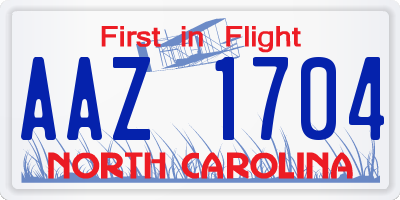 NC license plate AAZ1704