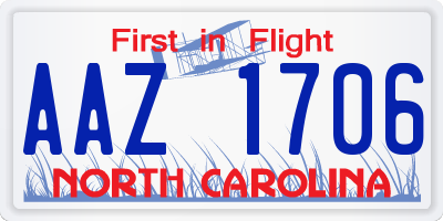 NC license plate AAZ1706