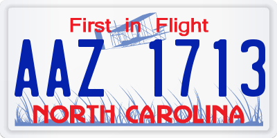 NC license plate AAZ1713