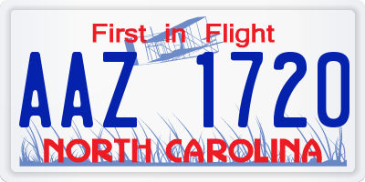 NC license plate AAZ1720