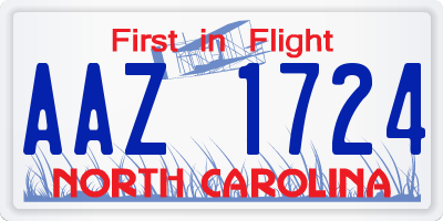 NC license plate AAZ1724