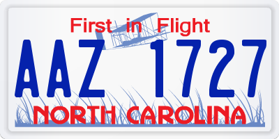 NC license plate AAZ1727