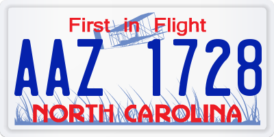 NC license plate AAZ1728