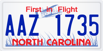 NC license plate AAZ1735