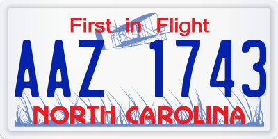 NC license plate AAZ1743