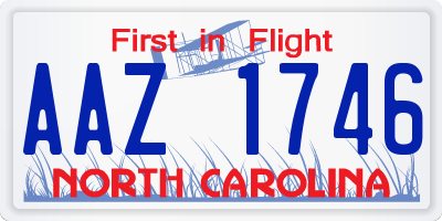 NC license plate AAZ1746
