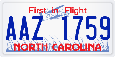 NC license plate AAZ1759