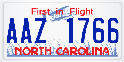 NC license plate AAZ1766