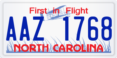 NC license plate AAZ1768