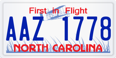 NC license plate AAZ1778