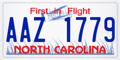 NC license plate AAZ1779