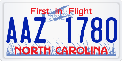 NC license plate AAZ1780