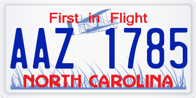 NC license plate AAZ1785