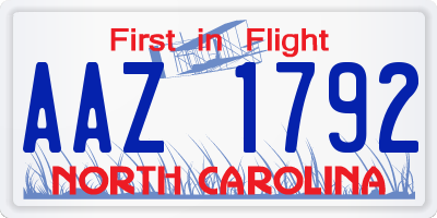 NC license plate AAZ1792