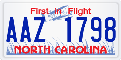 NC license plate AAZ1798