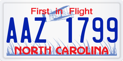 NC license plate AAZ1799
