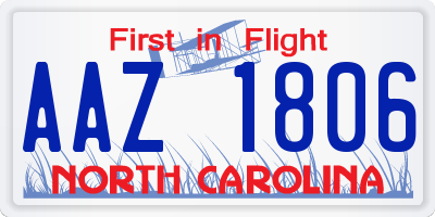 NC license plate AAZ1806
