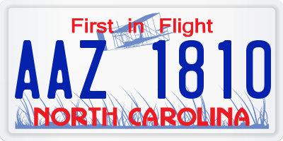 NC license plate AAZ1810