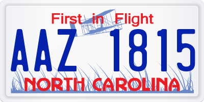 NC license plate AAZ1815