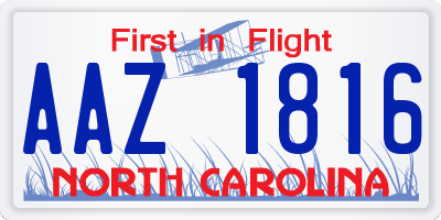 NC license plate AAZ1816