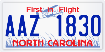 NC license plate AAZ1830