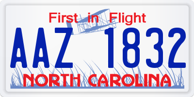 NC license plate AAZ1832