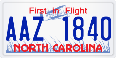 NC license plate AAZ1840