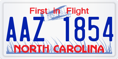 NC license plate AAZ1854
