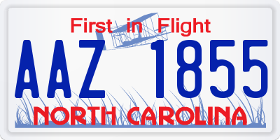NC license plate AAZ1855