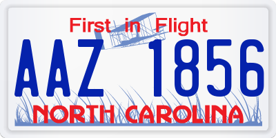 NC license plate AAZ1856
