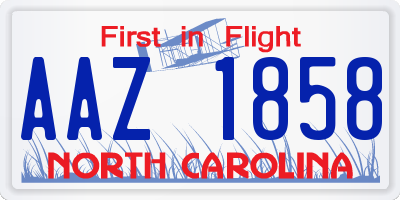 NC license plate AAZ1858