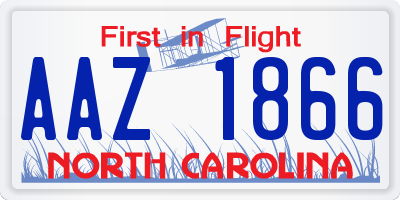 NC license plate AAZ1866