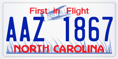 NC license plate AAZ1867