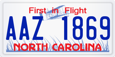 NC license plate AAZ1869