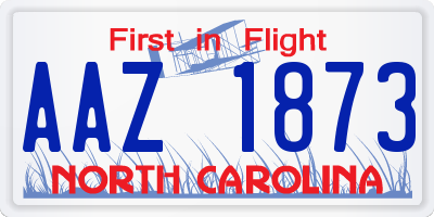 NC license plate AAZ1873