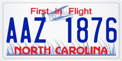 NC license plate AAZ1876