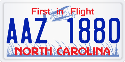 NC license plate AAZ1880
