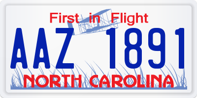 NC license plate AAZ1891