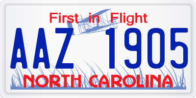 NC license plate AAZ1905