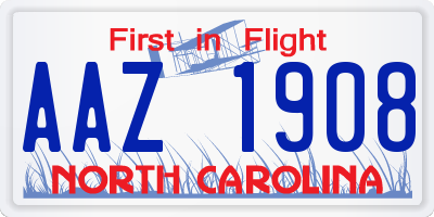 NC license plate AAZ1908