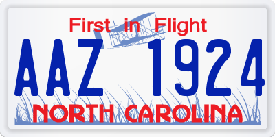 NC license plate AAZ1924
