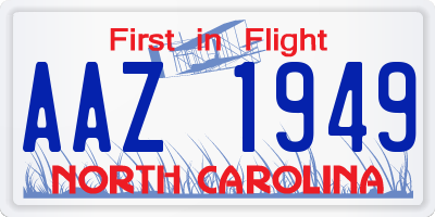 NC license plate AAZ1949